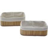 2li Dikdörtgen Bambu Kenar Organizer Sepet Ahşap Altlık - Bezli 19X27X10CM - 15X24X8CM (5 - Standart - Renkli