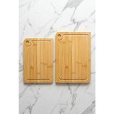 2'li Dikdörtgen Oluklu Bambu Kesme Tahtası Seti 22X32 cm & 18X28 cm – Saplı Doğal Bambu Kesme Panosu, Meyve Sebze Et Ekmek Doğrama ve Sunum Tahtası