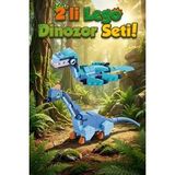 2'li Dinozor Lego Uyumlu Blok Seti - Mosasaurus & Brontosaurus Eğitici Yapboz Oyuncak (135 Parça)