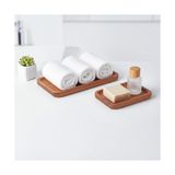 2'li Doğal Akasya Ahşap Dikdörtgen Servis Tabağı ve Çerezlik Seti – 12X9 cm ve 20X11 cm Kahve Yanı Sunumluk, Sushi ve Meze Tepsisi (Ikili Takım) - Option-1