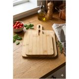 2'li Doğal Bambu Kesme Tahtası ve Sunum Seti - 30x24 cm ve 24x17 cm Dikdörtgen Mutfak Servis Tahtası