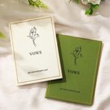 2'li Düğün Yemini Kitabı Seti Düğün Günü Defterleri Günlüğümüzde Altın Folyo Kumaş Kapaklı 14,7 cm x 10,4 cm Gelin ve Damat Hediyesi, Yeni Nişanlı Çiftler için Gelin ve Damat Hediyesi, 60 Çizgili