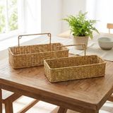 2’Li Duvar Askılı Plastik Rattan Organizer – Dikdörtgen Hasır Görünümlü Mutfak Raf Sepeti, Banyo Ve Ev İçi Düzenleme Ünitesi (5067)