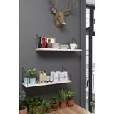 2'Li Duvar Rafı Seti 20X70 Cm - Beyaz Raf Siyah Metal Kollu Kitaplık Ve Mutfak Düzenleyici