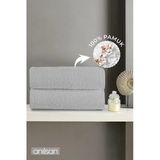 2'Li Düz Gri Banyo Havlusu - 70X140 Cm, 490 Gr, %100Pamuk, Spa Ve Otel Havlusu