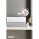 2'Li Düz Gri-Beyaz Banyo Havlusu - 70X140 Cm, 490 Gr, %100Pamuk, Spa Ve Otel Havlusu