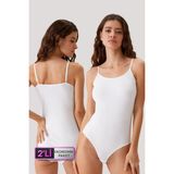 2'li Ekonomik Paket Beyaz 3004 Ince Askılı Basic Pamuklu Çıtçıtlı Body / Atlet Set - 46 - Beyaz - Beyaz