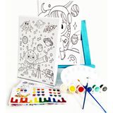 2'li Erkek Çocuk Ressam Seti - 2 Ad. 20 x 30 cm Önçizimli Tuval, 2 Ad. Fırça, Palet, Boya ve Şövale