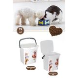 2’Li Evcil Hayvan Mama Kovası Seti, 2 Adet Kapaklı Kulplu Kedi Köpek Mama Saklama Kabı Kutusu 6Lt