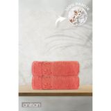 2'li Flora Pembe Banyo Havlusu - 70X140CM, 490GR, %100PAMUK, Spa ve Otel Havlusu - 70 x 140 cm