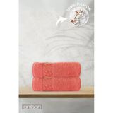 2'Li Flora Pembe Banyo Havlusu - 70X140cm, 490Gr, %100Pamuk, Spa Ve Otel Havlusu