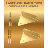 2'li Gizli Duvar Rafı Askı Aparatı - Sağlam Metal Üçgen Raf Tutucu Braketi - Gold