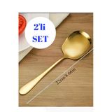 2'Li Gold Renk Servis Kaşığı Seti – 22 Cm Paslanmaz Çelik Pilav Ve Sunum Kaşığı