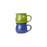 2'li Görünümlü Renkli Porselen Kupa Seti Good Morning Yazılı 250 Ml,mavi & Yeşil - 001-Renkli
