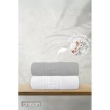 2'Li Greek Gri-Beyaz El Havlusu - 50X90 Cm, 225 Gr, %100 Pamuk, Spa Ve Otel Havlusu