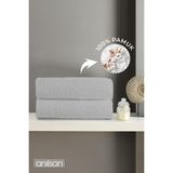 2'li Gri El Havlusu - 50x90 Cm, 225 Gr, %100 Pamuk, Spa Ve Otel Havlusu - Gri - Bej - 50 x 90 cm