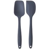 2li Gri Silikon Kaşık Spatula Yanmaz Yapışmaz Çizmez 27cm