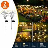 2'li Güneş Enerjili 70 cm Firefly Bahçe Lambası 8 LED Aydınlatma Dekoratif Solar Dış Mekan Ba