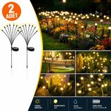 2'Li Güneş Enerjili 70 Cm Firefly Bahçe Lambası 8 Led Aydınlatma Dekoratif Solar Dış Mekan Balkon Yürüyüş Yolu