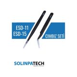2'li Hassas Antistatik Cımbız Seti – Karbon Fiber Uçlu ESD-11 & ESD-15