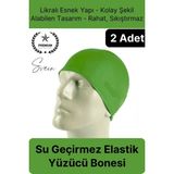 2'li Her Saça Uygun Su Geçirmez Bez Bone Likralı Yüzücü Deniz Havuz Elastik Unisex Kulak Korumalı - Çok Renkli