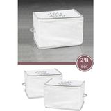 2’li Ipli Kazak Hurcu Set, Yatak Baza Kanepe Altı Kıyafet Çamaşır Eşarp Düzenleyici (30X20CM) 2 Adet - Beyaz - 30x22x20 cm