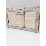 2'li Jakarlı Kutulu Banyo Havlu Hamam Takımı 1 Adet 90X150, 1 Adet 50X90 - Ekru - 50 x 90 cm