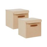 2'li Jüt Kumaş Kutu Set 30 x 30 x 30 cm - Option-1 - 001-Renkli