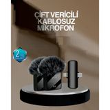 2’Li Kablosuz Yaka Mikrofonu Type-C Lightning Uyumlu Profesyonel Set