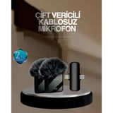 2’Li Kablosuz Yaka Mikrofonu Type-C Ve Lightning Uyumlu Profesyonel Set Mir10345878