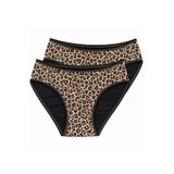 2li Kadın Leopar Bikini Yüksek Bel Külot İnce Lastik Ekonomik