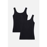 2'li Kalın Askılı Fitilli Atlet Siyah L/XL