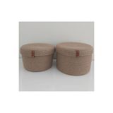 2'li Kapaklı Hasır Sepet Takımı Düzenleyici Dekorasyon Sunum Mutfak Banyo Organizer-25x14/22x13cm 1001000009364