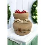 2'li Kapaklı Hasır Sepet Takımı Yeniyıl Sepeti Düzenleyici Organizer-22x12/20x10cm OZLEM1146