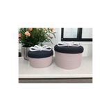 2'li Kapaklı Sepet Takımı Düzenleyici Saklama Kutusu Hasır Sepet Organizer El Emeği-25x15cm/22x13cm 1001000009540