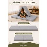 2’li Katlanabilir Çocuk Oyun Minderi ve Yer Yatağı Seti 70X180 + 70X120 cm 6 Cm-Gri - 70 x 120 cm