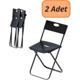 2'li Katlanır Bahçe Sandalyesi, Balkon, Mutfak Sandalyesi Katlanan Siyah Kamp Sandalye Profilli 120 kg Taşıma Kapasitesi - Metal - Plastik