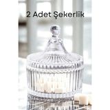 2'li Kesme Kapaklı Cam Şekerlik - 2 Adet