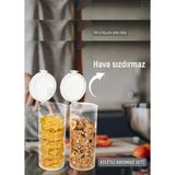 2’Li Kilitli Silindir Kavanoz Seti Erzak Kabı Hava Sızdırmaz 1,3 Litre X 2 Bpa Free