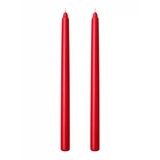 2’Li Kırmızı Şamdan Mum Seti 25 Cm – Dekoratif İnce Şamdan Mum, Kokusuz Parafin Wax,%100 Pamuk Fitil, El Döküm, Uzun Süre Yanma (~10 Saat