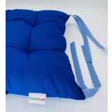 2li Kombin Kare Sandalye Minderi Sırt Dayamalı Mavi Minder Mutfak Sandalye Minderleri 40x40 Cm