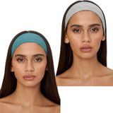 2'li Kombin Saç Bandı Seti - Elastik Kaymaz Ince Esnek Pamuk Emici Kadın Saç Bandı Bandana, Unisex Spa Koşu Yoga Pilates Bisiklet Fitness 2'li Saç Bandı Kafabandı Seti
