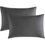 2li Koyu Antrasit Pamuk Saten Yastık Kılıfı 50X70 cm - Koyu Gri