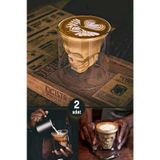 2Li Kuru Kafa Tasarimli Bardak Kahve Expresso Kokteyl Bardagi Kristal Skull Cift Cidarli Cam Kupa