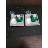 2'li Lüx Kare Paslanmaz Çelik Sunum Tepsisi 21X21 cm - Seçenek 1 - Altın - Gümüş - Bakır