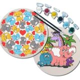 2'li MANDALA Boyama Seti. 20x20 Cm Uv Baskı 6 Akrilik Boya 2 Fırça 3 mm MDF plaka (SET10)