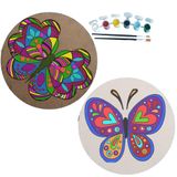 2'li MANDALA Boyama Seti. 20x20 Cm Uv Baskı 6 Akrilik Boya 2 Fırça 3 mm MDF plaka (SET11)