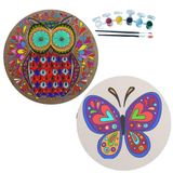 2'li MANDALA Boyama Seti. 20x20 Cm Uv Baskı 6 Akrilik Boya 2 Fırça 3 mm MDF plaka (SET24)