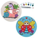 2'li MANDALA Boyama Seti. 20x20 Cm Uv Baskı 6 Akrilik Boya 2 Fırça 3 mm MDF plaka (SET33)