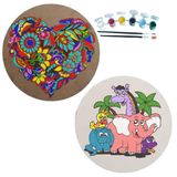 2'li MANDALA Boyama Seti. 20x20 Cm Uv Baskı 6 Akrilik Boya 2 Fırça 3 mm MDF plaka (SET41)